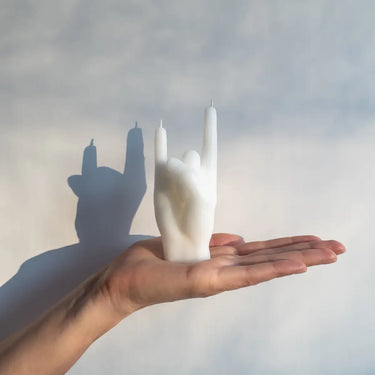 White You Rock Candle Hand