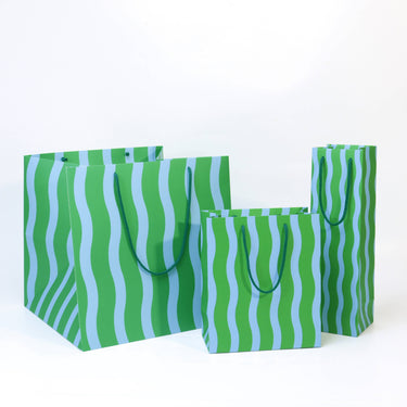 Green/Aqua Fussy Stripe Gift Bag