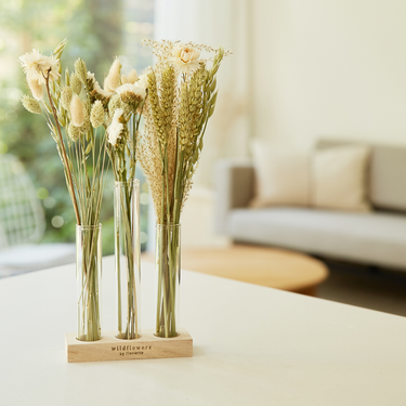 Natural Dried Flower Trio with Stand