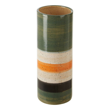 Sorrell Large Green and Orange Stripe Vase