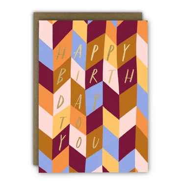Maroon Chevron Birthday Card