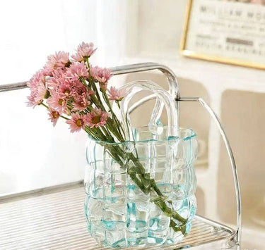 Blue Quilted Transparent Handbag Vase