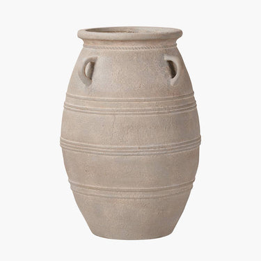 Grey Wash Fibrestone Decorative Vase with Handles Large