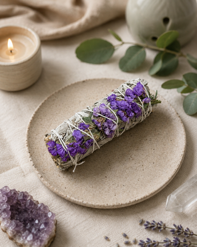 White Sage with Purple Sinuata Flowers