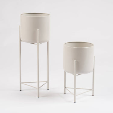 Light Beige Planter with Stand