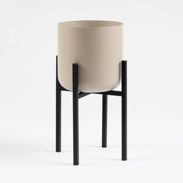 Beige Matt Planter with Black Stand