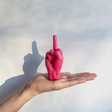 Pink F**k You Candle Hand