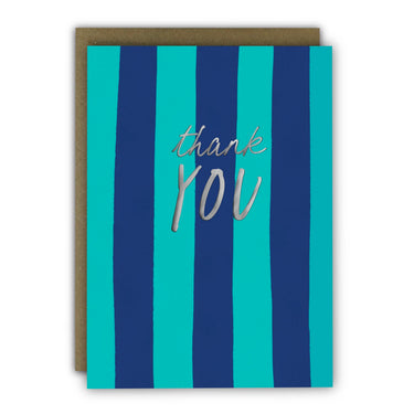 Blue & Teal Stripes Thank You Card