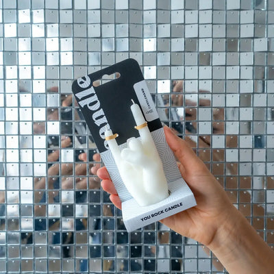 White You Rock Candle Hand