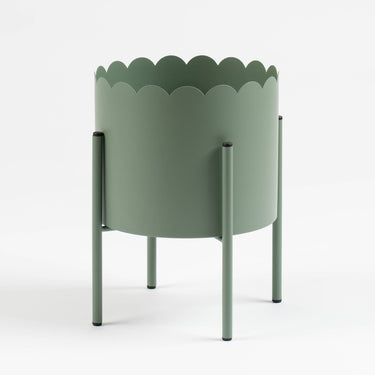 Green Scallop Planter with Stand