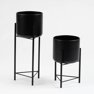 Black Planter with Stand