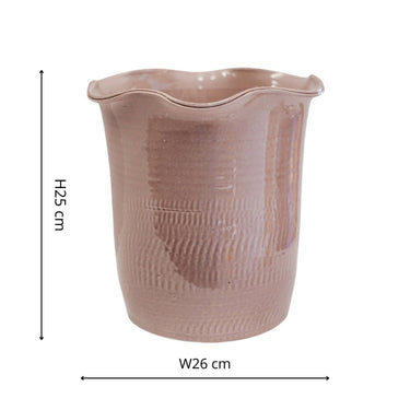 Indoor Ceramic Camellia Scalloped Edge Planter