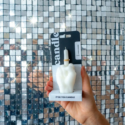 White F**k You Candle Hand
