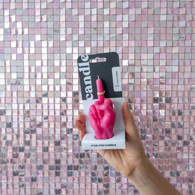 Pink F**k You Candle Hand