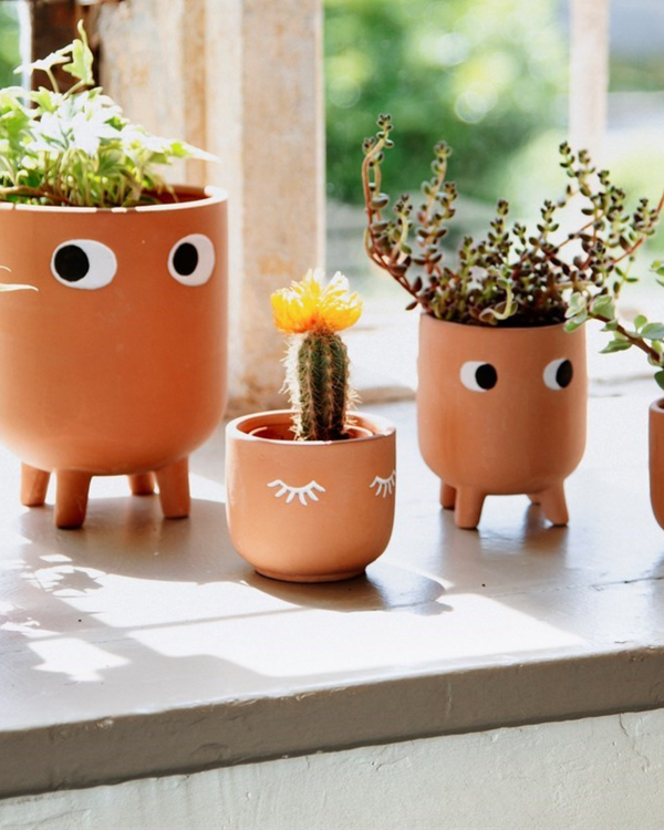 Eyes Shut Terracotta Planter