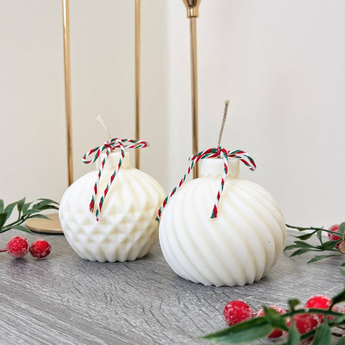 White Christmas Bauble Soy Candle